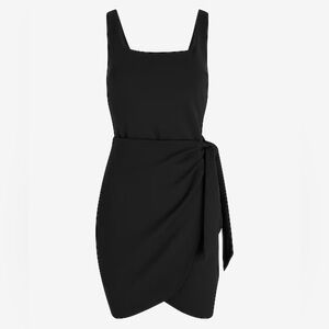 Express Black Scoop-neck Sleeveless Tie-wrap Sheath Mini Dress